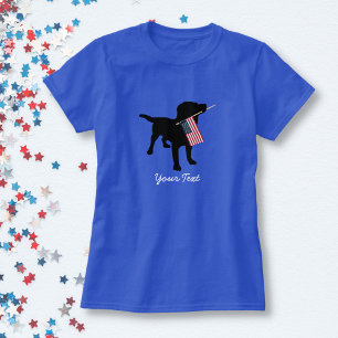 Schwarzer Labrador-Hund mit amerikanischer Flagge T-Shirt