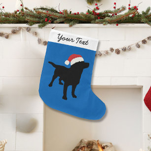 Schwarzer Labrador-Hund mit Großer Weihnachtsstrumpf