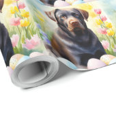 Schwarzer Labrador Hund mit Ostereiern Urlaub Geschenkpapier (Rolleneckpunkt)