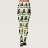 Schwarzer Labrador Hund mit Ostereiern Urlaub Leggings (Rückseite)