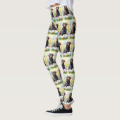 Schwarzer Labrador Hund mit Ostereiern Urlaub Leggings (Links)