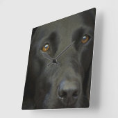 Schwarzer Labrador Hund Quadratische Wanduhr (Winkel)