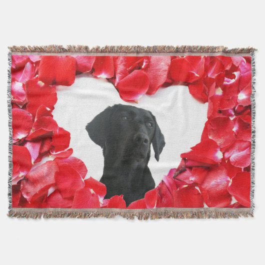 Schwarzer Labrador Hund Rose Herz-Foto-Keule-Knöch Decke (Vorderseite)
