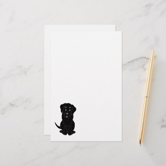 Schwarzer Labrador-Hundedesign Briefpapier (Vorderseite/Rückseite Beispiel)
