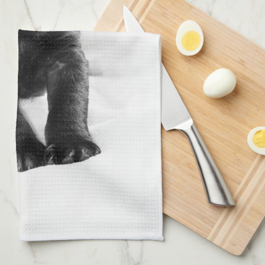 Schwarzer Labrador-Hundewelpe Geschirrtuch (Viertel Falte)