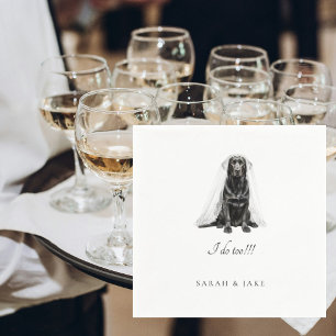 Schwarzer Labrador in Brautschleier Hochzeitsservi Serviette