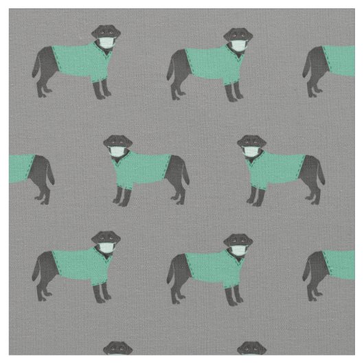 Schwarzer Labrador in Graustufen Stoff (Nahaufnahme)