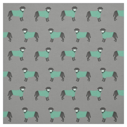 Schwarzer Labrador in Graustufen Stoff (Muster)