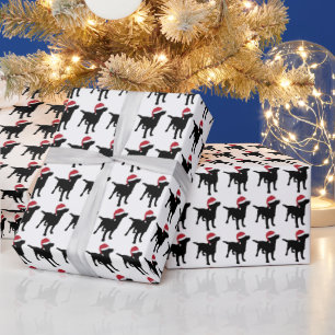Schwarzer Labrador in Santa-Hut Weihnachten Geschenkpapier