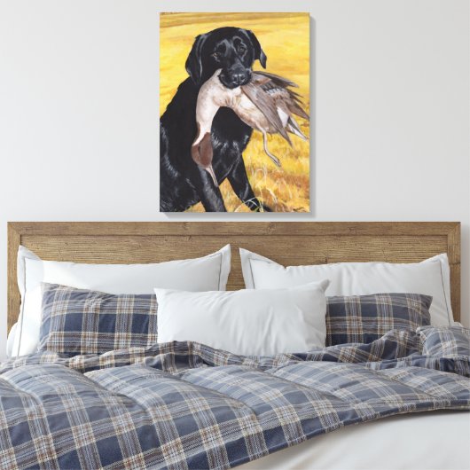 Schwarzer Labrador-Jagdhund Leinwanddruck (Insitu (Schlafzimmer))