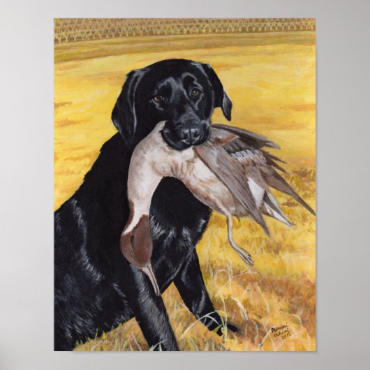 Schwarzer Labrador-Jagdhund Poster (Vorne)