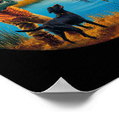 Schwarzer Labrador Jäger Labrador. Jagd Gänse Wass Poster (Ecke)