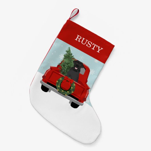 Schwarzer Labrador Kleiner Weihnachtsstrumpf (Vorderansicht (hängend))