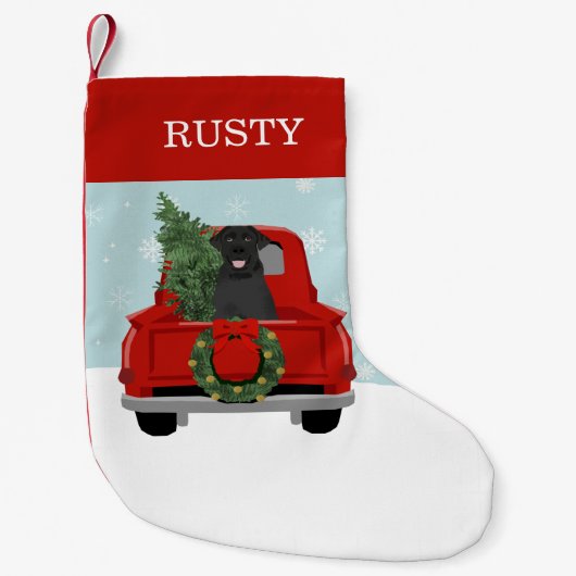 Schwarzer Labrador Kleiner Weihnachtsstrumpf (Vorderseite)