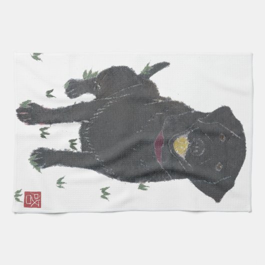 Schwarzer Labrador, Labrador-Retriever Geschirrtuch (Horizontal)