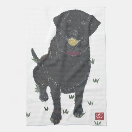 Schwarzer Labrador, Labrador-Retriever Geschirrtuch (Vertikal)