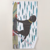 Schwarzer Labrador, Labrador-Retriever, modern, Strandtuch (Vorderseite)