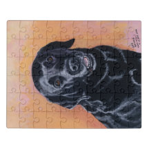 Schwarzer Labrador Lächelnde Malerei