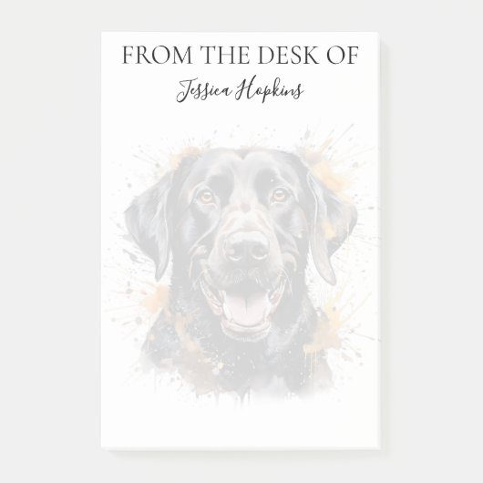 Schwarzer Labrador-Liebhaber monogrammierter Hund Post-it Klebezettel (Vorderseite)