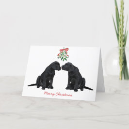 Schwarzer Labrador Mistletoe Niedlich Hund Welpe Feiertagskarte