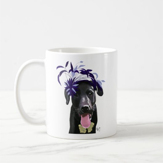 Schwarzer Labrador mit blauem Faszinator Kaffeetasse (Links)