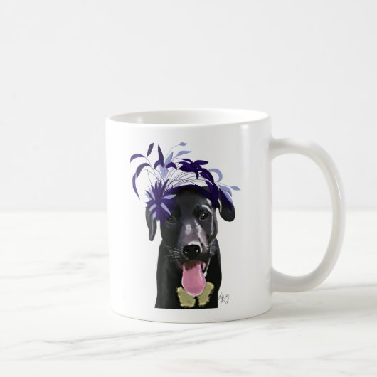 Schwarzer Labrador mit blauem Faszinator Kaffeetasse (Rechts)