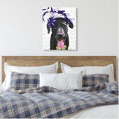 Schwarzer Labrador mit blauem Faszinator Leinwanddruck (Insitu (Schlafzimmer))