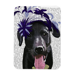 Schwarzer Labrador mit blauem Faszinator Magnet