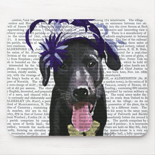 Schwarzer Labrador mit blauem Faszinator Mousepad (Vorne)