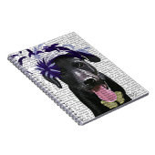 Schwarzer Labrador mit blauem Faszinator Notizblock (Rechte Seite)