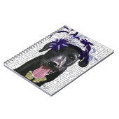 Schwarzer Labrador mit blauem Faszinator Notizblock (Linke Seite)