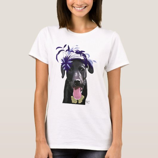 Schwarzer Labrador mit blauem Faszinator T-Shirt (Vorderseite)