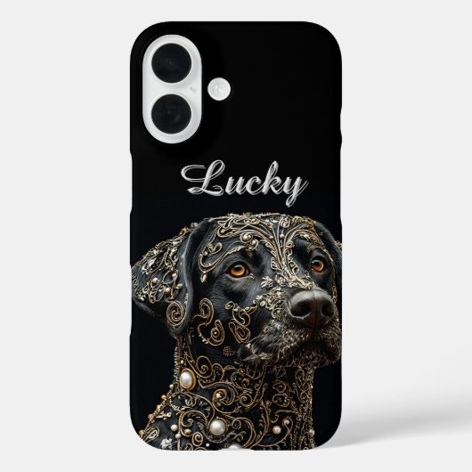 Schwarzer Labrador mit Gold und Perle Case-Mate iPhone Hülle (Rückseite)