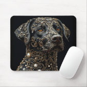 Schwarzer Labrador mit Gold und Perle Mousepad (Mit Mouse)