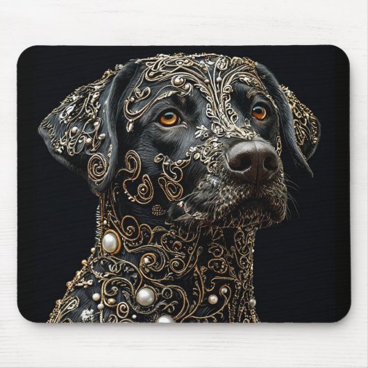 Schwarzer Labrador mit Gold und Perle Mousepad (Vorne)