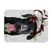 Schwarzer Labrador mit grünem Faszinator Magnet (Horizontal)