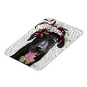 Schwarzer Labrador mit grünem Faszinator Magnet (Linke Seite)