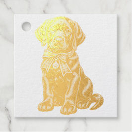 Schwarzer Labrador mit Schleife süßer Gummistempel Geschenkanhänger