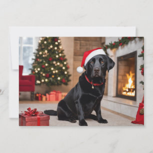 Schwarzer Labrador mit Weihnachtsbaum Feiertagskarte
