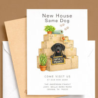 Schwarzer Labrador Neuer Haus Umzug Ankündigung