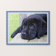 Schwarzer Labrador Niedlicher Welpenhund 11 x 14 H