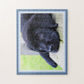 Schwarzer Labrador Niedlicher Welpenhund 11 x 14 H Puzzle (Vertikal)