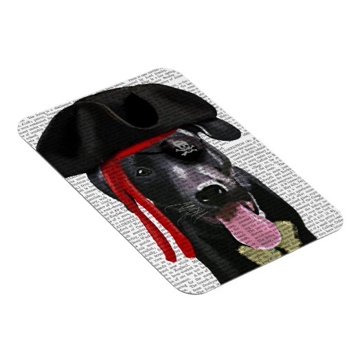 Schwarzer Labrador Pirate Magnet (Rechte Seite)