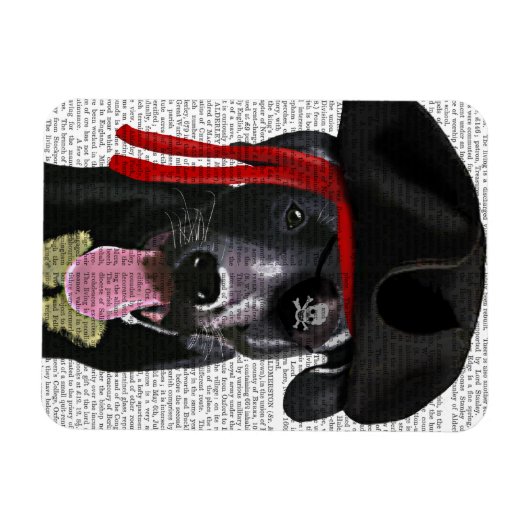 Schwarzer Labrador Pirate Magnet (Horizontal)