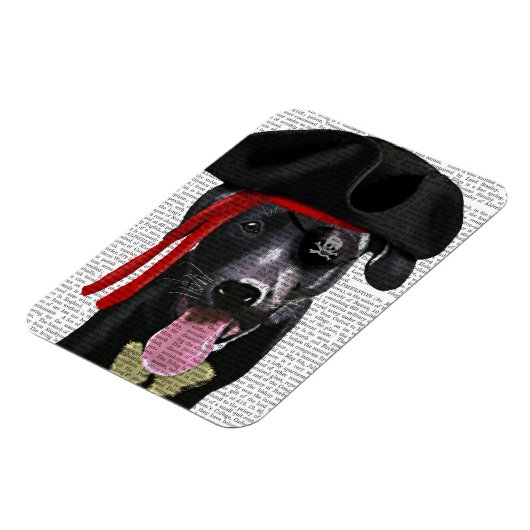 Schwarzer Labrador Pirate Magnet (Linke Seite)