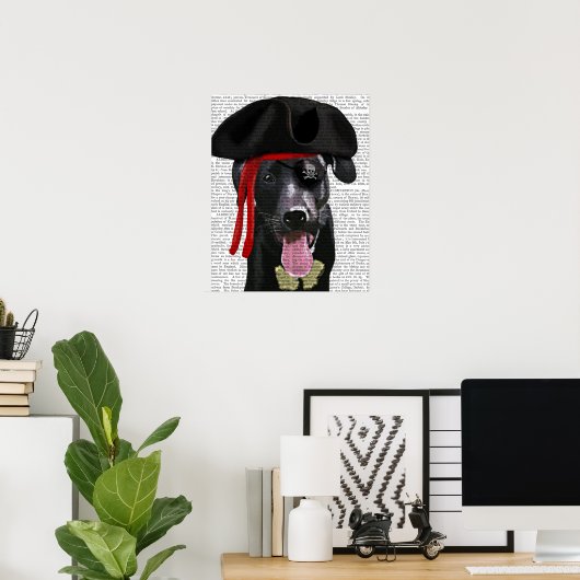 Schwarzer Labrador Pirate Poster (Heimbüro)