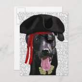 Schwarzer Labrador Pirate Postkarte (Vorne/Hinten)