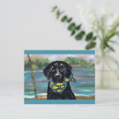 SCHWARZER LABRADOR POSTKARTE (Stehend Vorderseite)