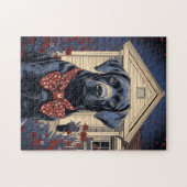 Schwarzer Labrador Puzzle (Horizontal)