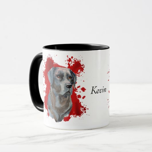 Schwarzer Labrador Retriever Abstrakter Hintergrun Tasse (Vorderseite Links)